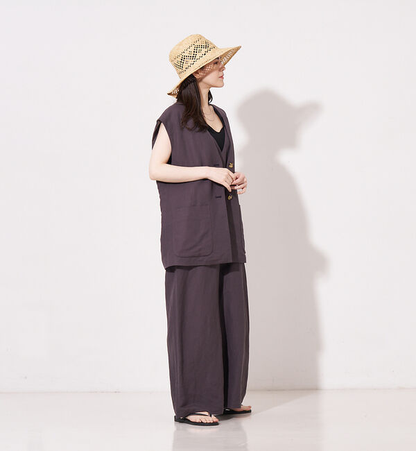 collex「【手洗い可】リネン混イージークロス サロペット」|オールインワン|