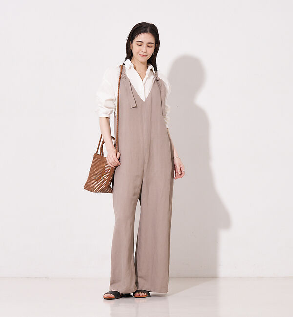 collex「【手洗い可】リネン混イージークロス サロペット」|オールインワン|