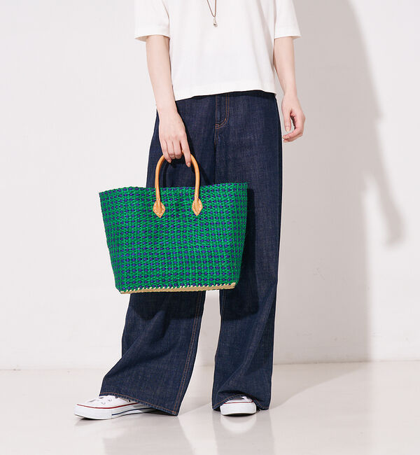 collex「【別注】クロス柄サイザルバスケット」|かごバッグ|