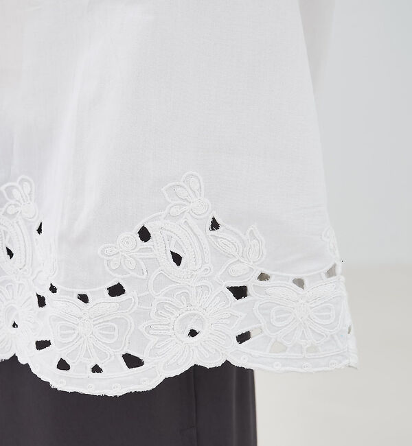 collex「レース切替スタインドカラーブラウス」|シャツ・ブラウス|