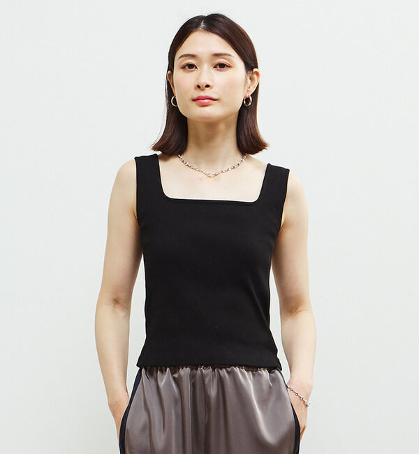 Soffitto「パッド付スクエアリブインナー」|タンクトップ|ブラック