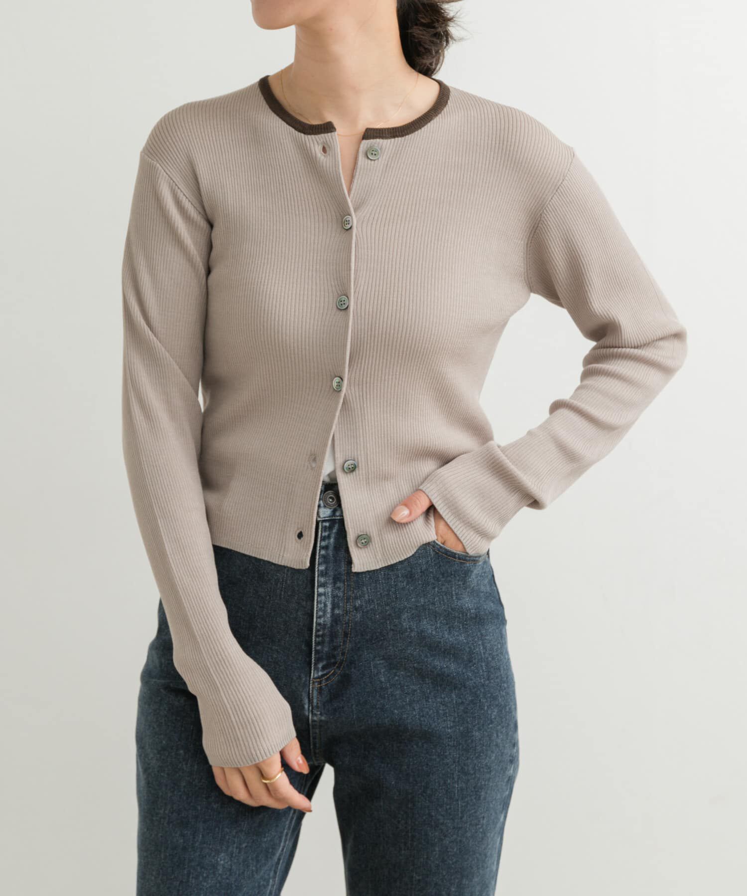 URBAN RESEARCH DOORS「『別注』Audrey and John Wad&times;DOORS　バイカラーカーディガン」|カーディガン|