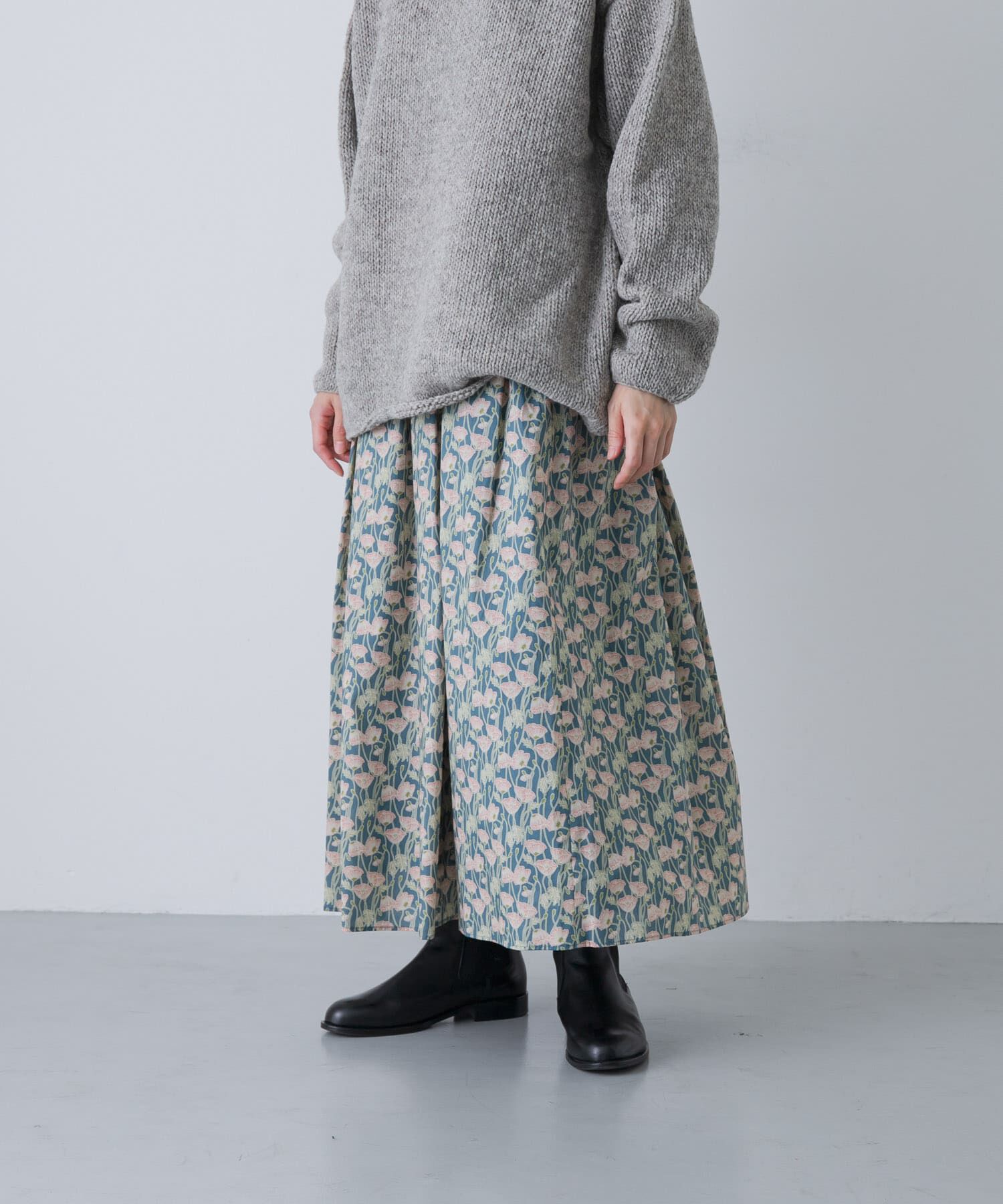 かぐれ「リバティプリントスカート」|スカート|グリーン系その他