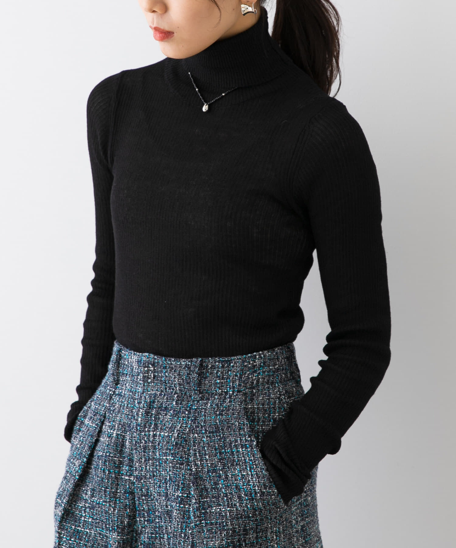 URBAN RESEARCH ROSSO「F by ROSSO　ウォッシャブルシアーリブタートルニット」|ニット・セーター|