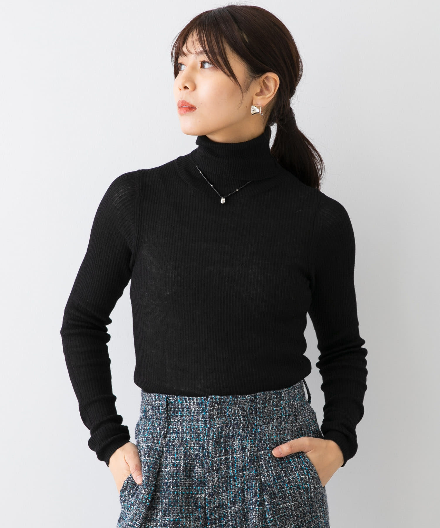 URBAN RESEARCH ROSSO「F by ROSSO　ウォッシャブルシアーリブタートルニット」|ニット・セーター|