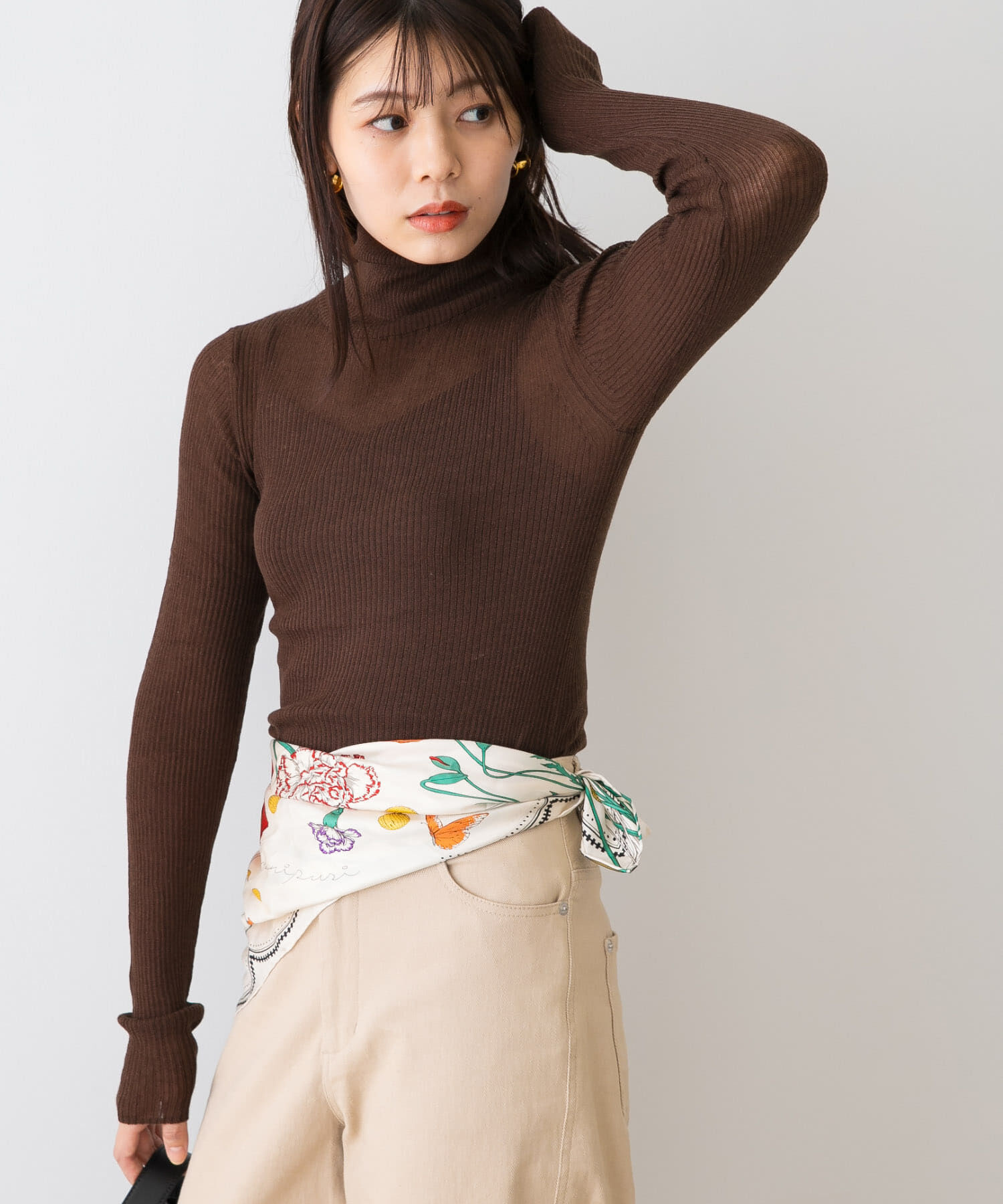 URBAN RESEARCH ROSSO「F by ROSSO　ウォッシャブルシアーリブタートルニット」|ニット・セーター|