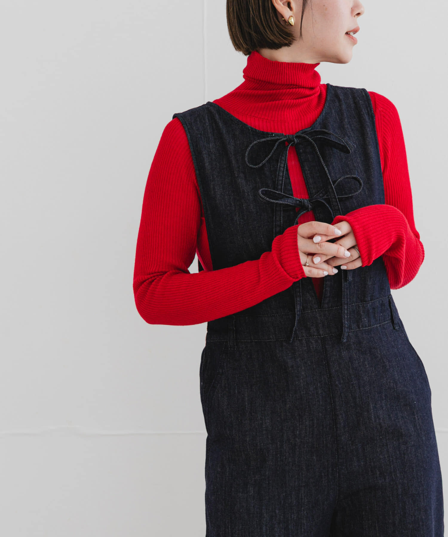 URBAN RESEARCH ROSSO「F by ROSSO　ウォッシャブルシアーリブタートルニット」|ニット・セーター|レッド