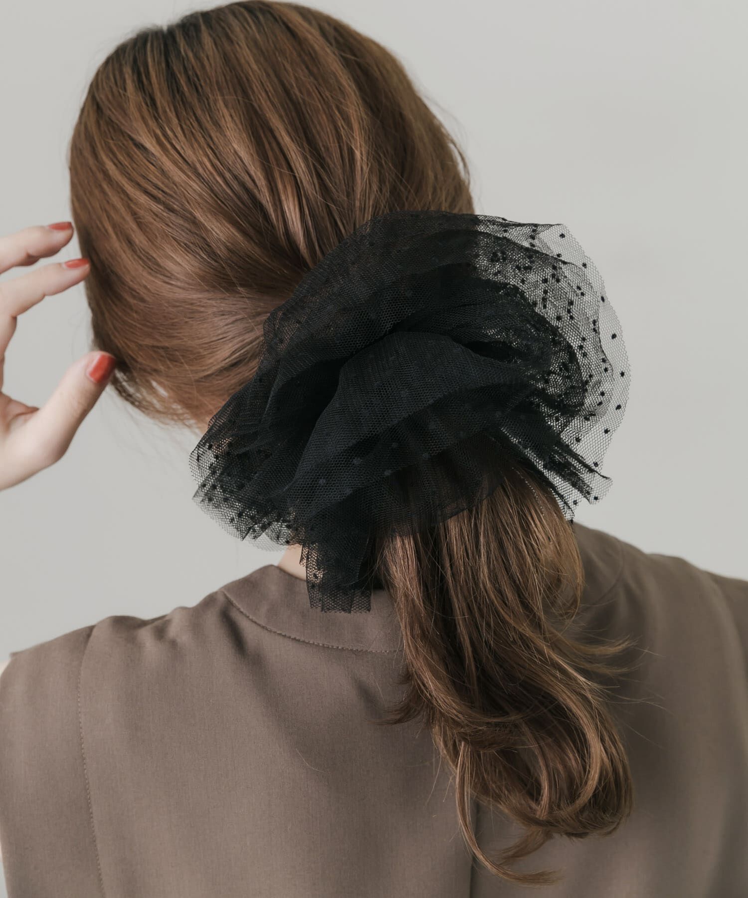 SMELLY「ドットチュールボリュームシュシュ」|ヘアゴム・シュシュ|