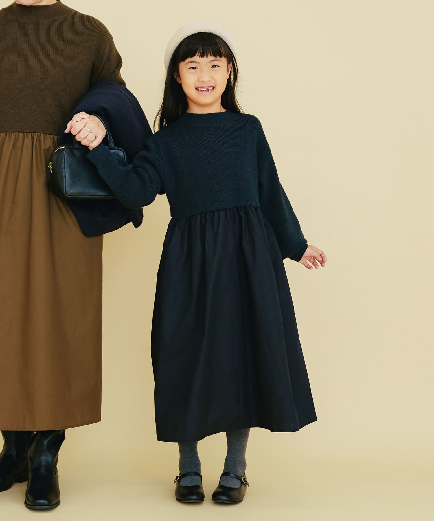 URBAN RESEARCH DOORS「『親子リンク』ニットドッキングワンピース(KIDS)」|ワンピース|ブラック