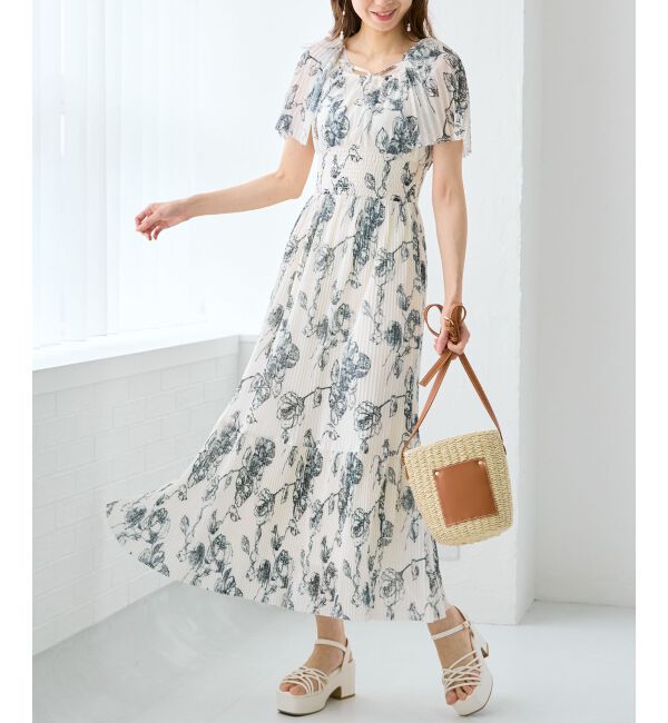 MAJESTICLEGON「チュールプリーツフラワーワンピース」|ワンピース|