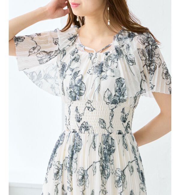 MAJESTICLEGON「チュールプリーツフラワーワンピース」|ワンピース|