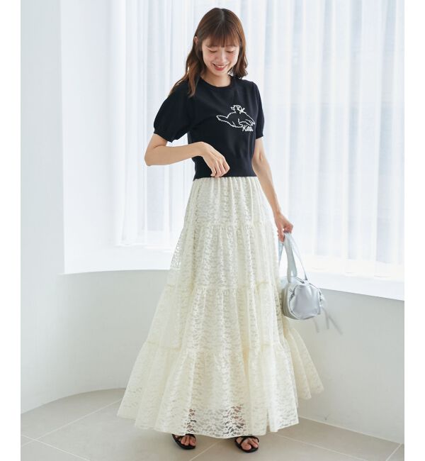 MAJESTICLEGON「キャットジャカード半袖ニット」|ニット・セーター|