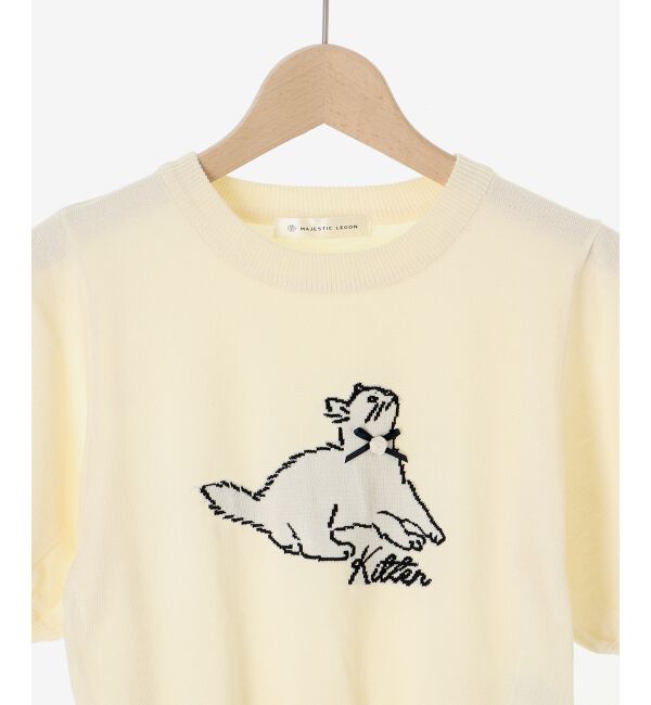 MAJESTICLEGON「キャットジャカード半袖ニット」|ニット・セーター|