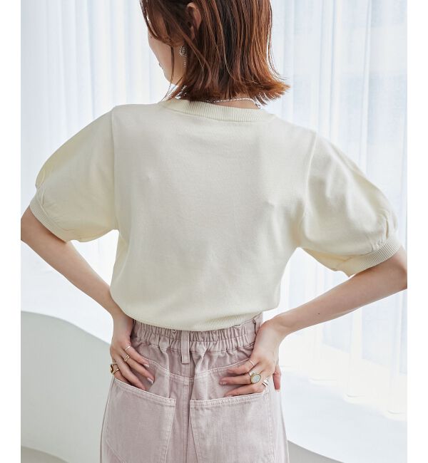 MAJESTICLEGON「キャットジャカード半袖ニット」|ニット・セーター|