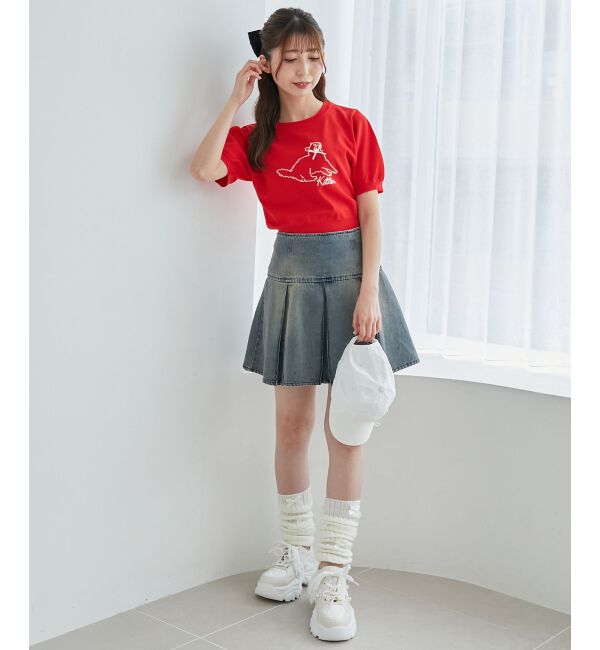 MAJESTICLEGON「キャットジャカード半袖ニット」|ニット・セーター|