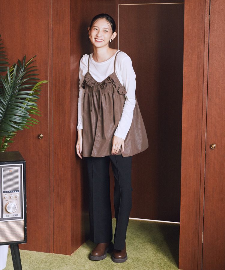 earth music&ecology「フェイクレザーキャミチュニック」|ベスト・ジレ|