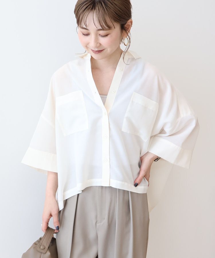 AMERICAN HOLIC「Wポケットシアー半袖シャツ」|シャツ・ブラウス|Ivory