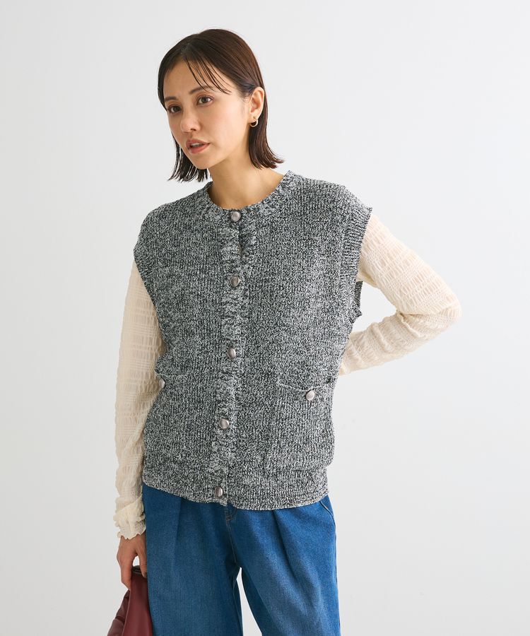 Green Parks「シルバーボタンクルーネックベスト」|ベスト・ジレ|