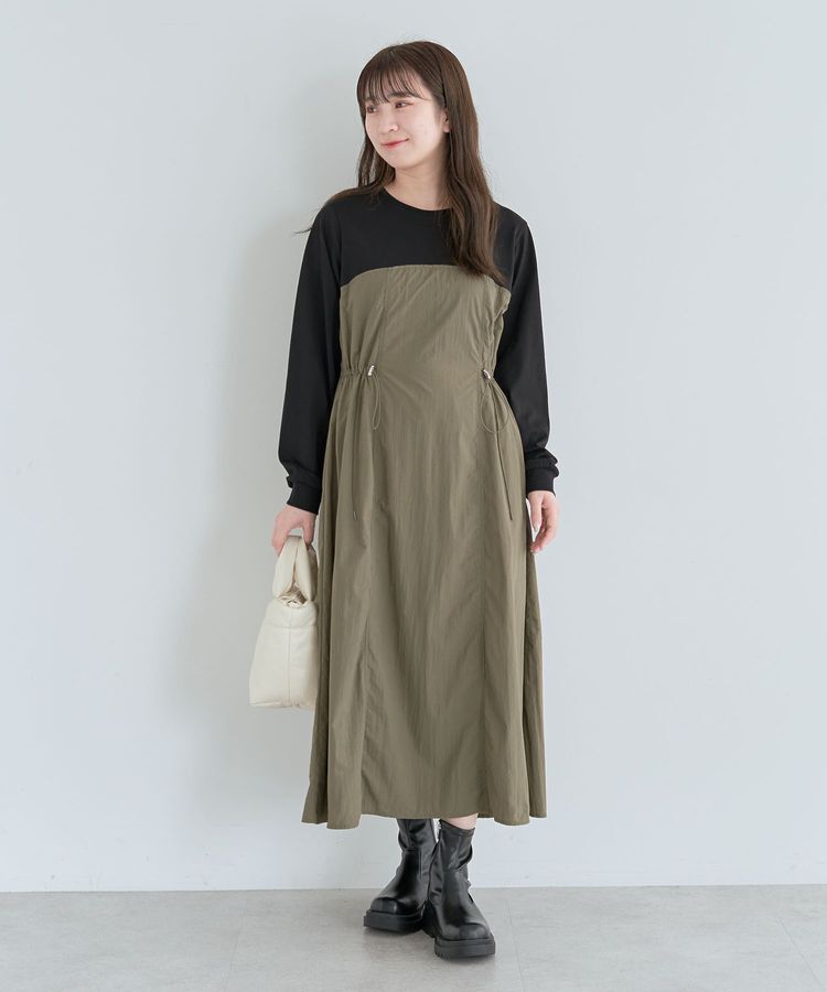 Green Parks「カットソードロストドッキングワンピース」|ワンピース|Khaki