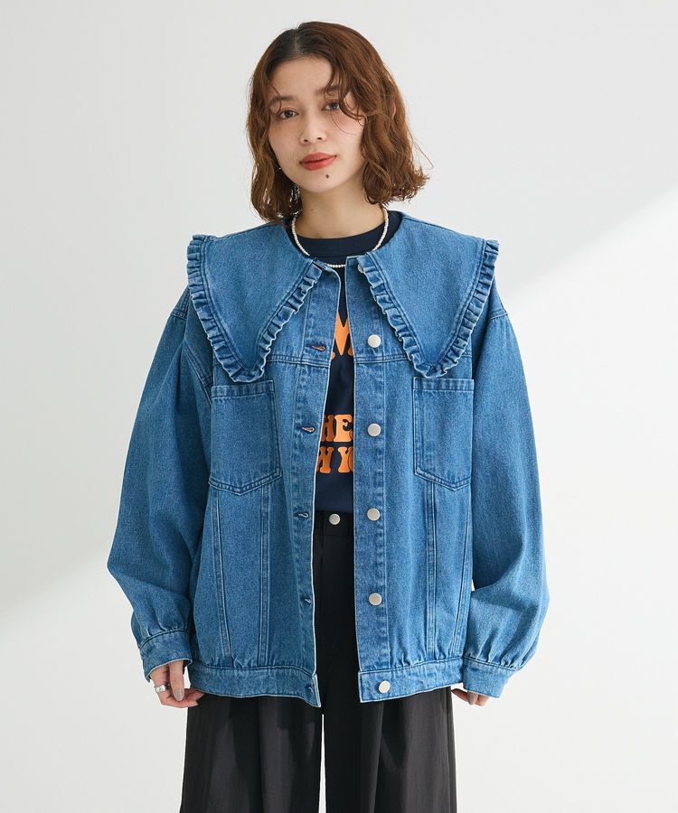 Green Parks「・DOUBLE FLAGS フリルカラーGジャン」|テーラードジャケット|