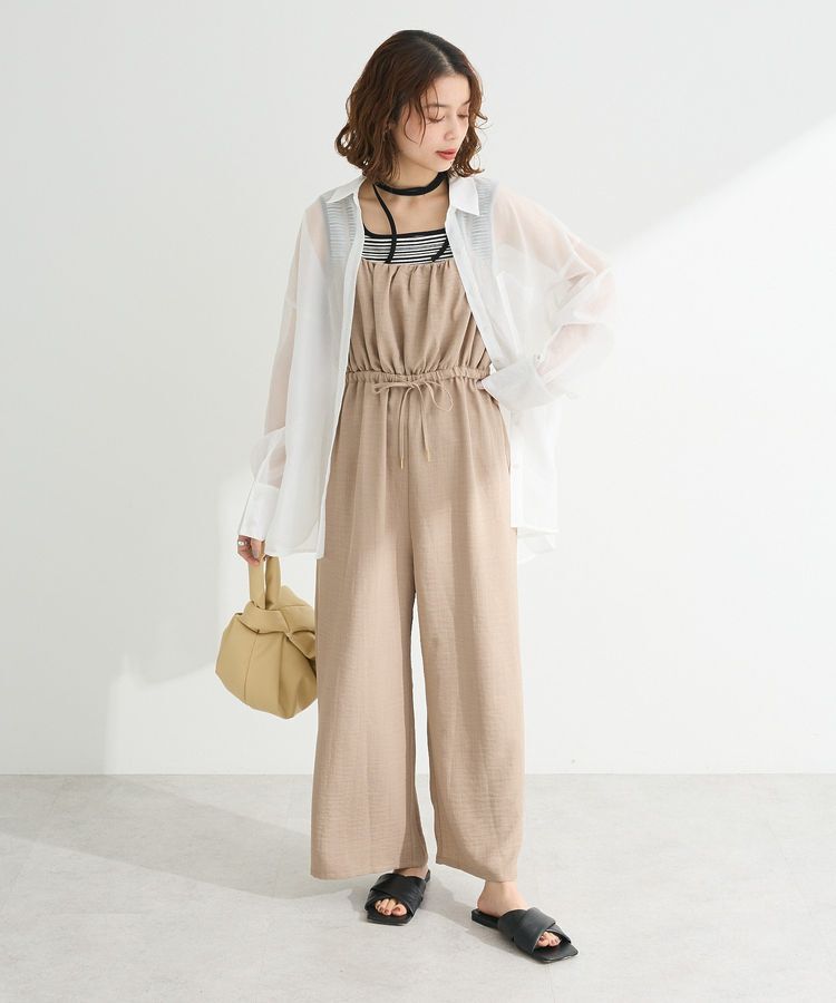 Green Parks「胸元バルーンウエストリボンサロペット」|オールインワン|