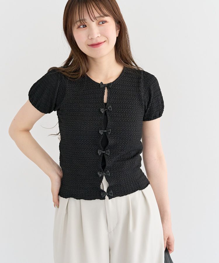 Green Parks「・swing by フロントリボンプルオーバー」|Tシャツ・カットソー|Black