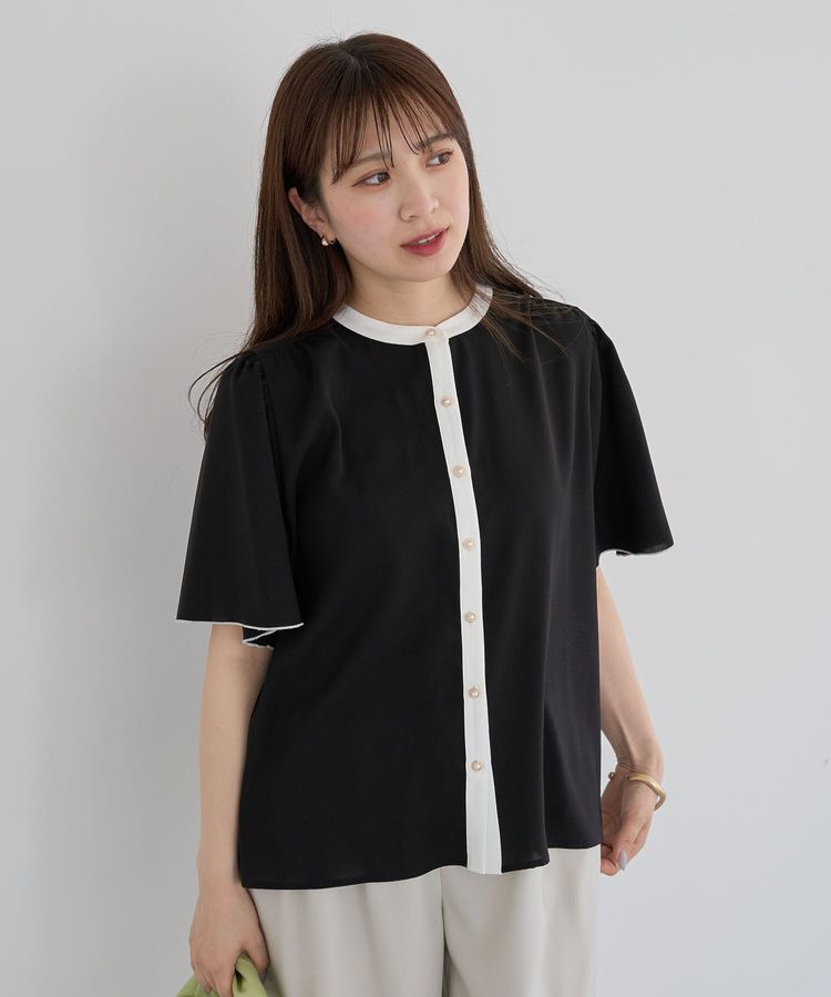 Green Parks「・ELENCARE DUE バイカラーブラウス」|シャツ・ブラウス|Black