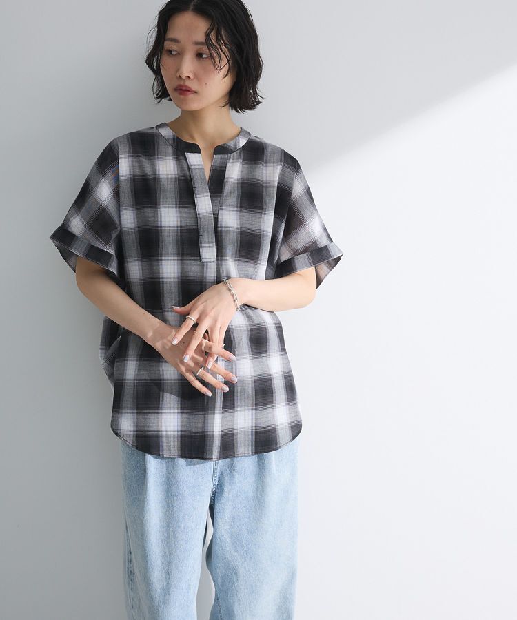 Green Parks「綿麻混フレンチスリーブスキッパーシャツ」|シャツ・ブラウス|