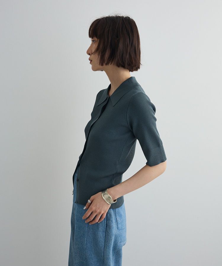 AnriettMusee「ポロ襟5分袖リブニット」|ニット・セーター|