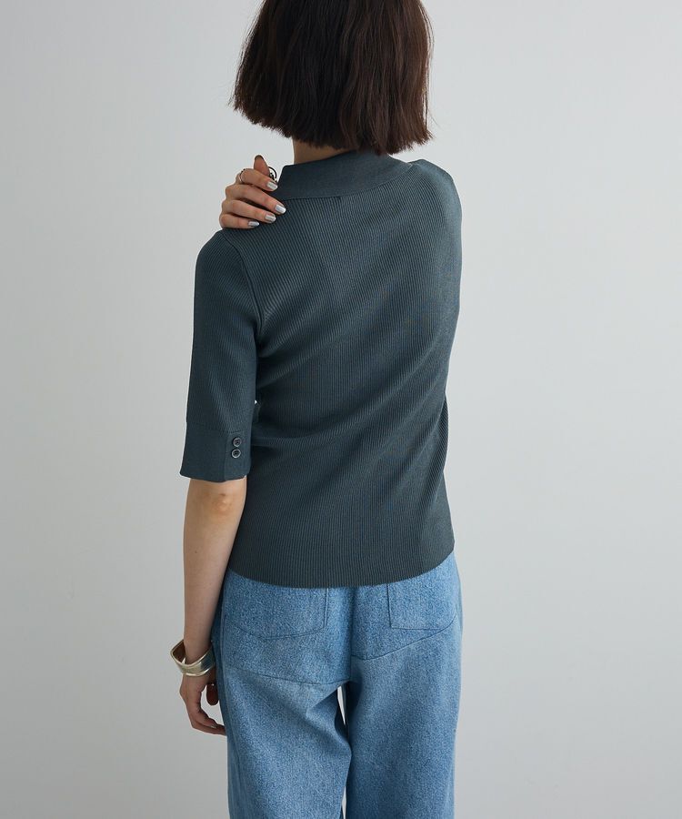 AnriettMusee「ポロ襟5分袖リブニット」|ニット・セーター|