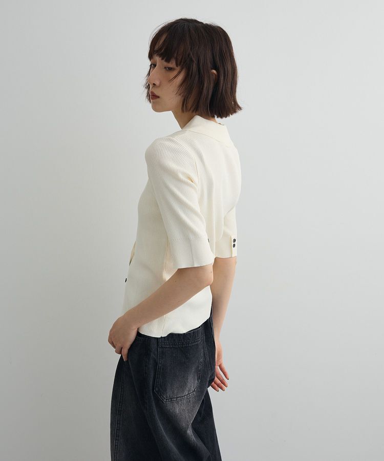 AnriettMusee「ポロ襟5分袖リブニット」|ニット・セーター|