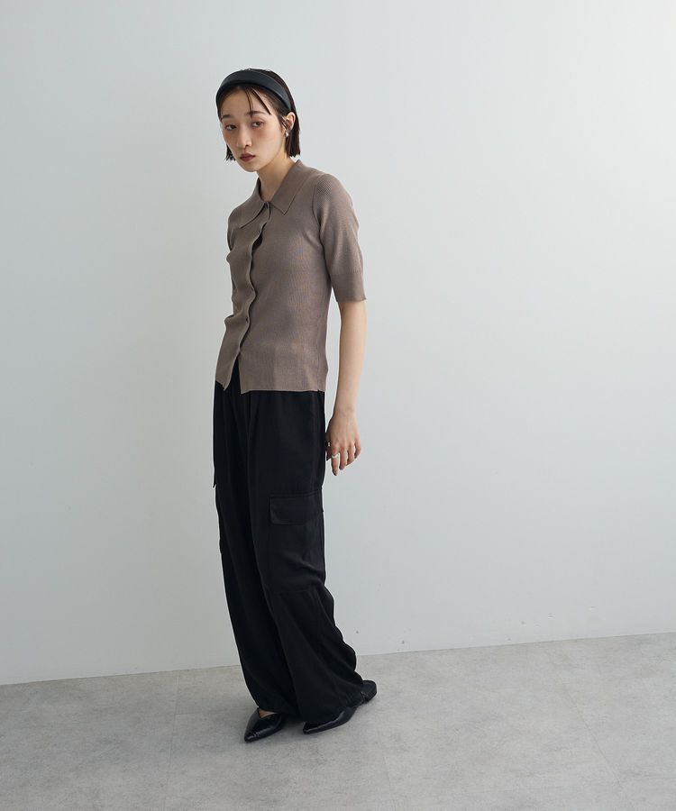 AnriettMusee「ポロ襟5分袖リブニット」|ニット・セーター|