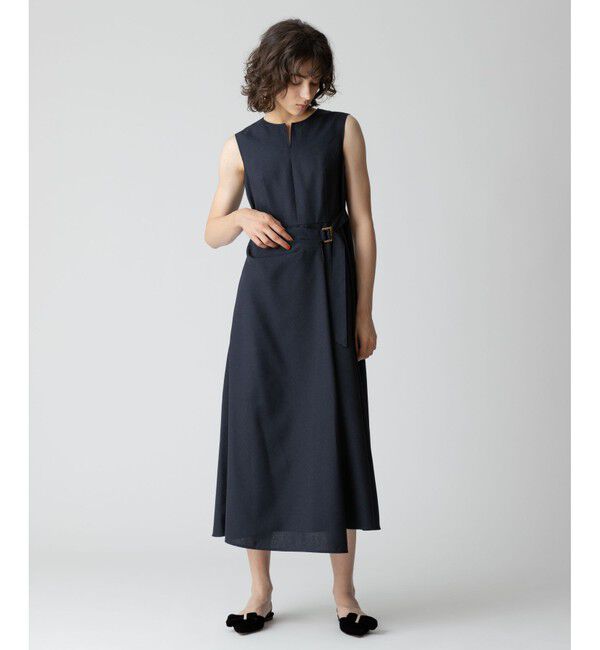 allureville「リネンライクオックスラップワンピース」|ワンピース|ネイビー