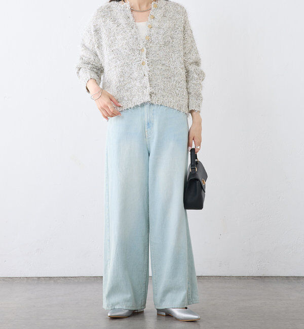  「異素材MIXリボンテープヤーンカーディガン」|カーディガン|