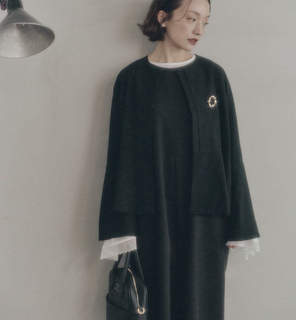  「【Du noir】ノーカラーペプラムシルエットジャケット」|テーラードジャケット|