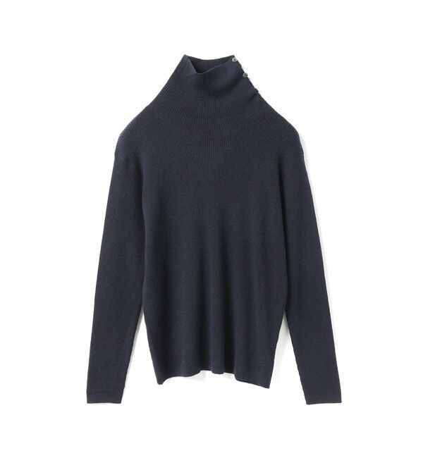 mizuiro ind「mizuiro ind ボタン付きリブハイネックプルオーバー」|ニット・セーター|