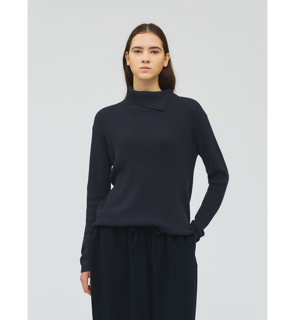 mizuiro ind「mizuiro ind ボタン付きリブハイネックプルオーバー」|ニット・セーター|