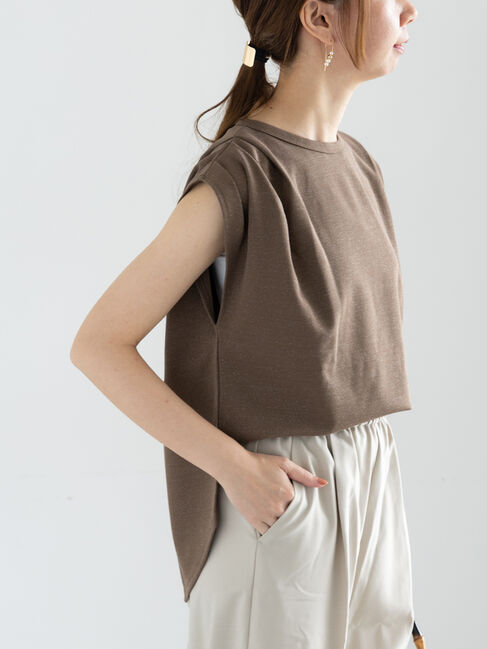 Te chichi「ショルダータックラメトップス」|Tシャツ・カットソー|オリーブ