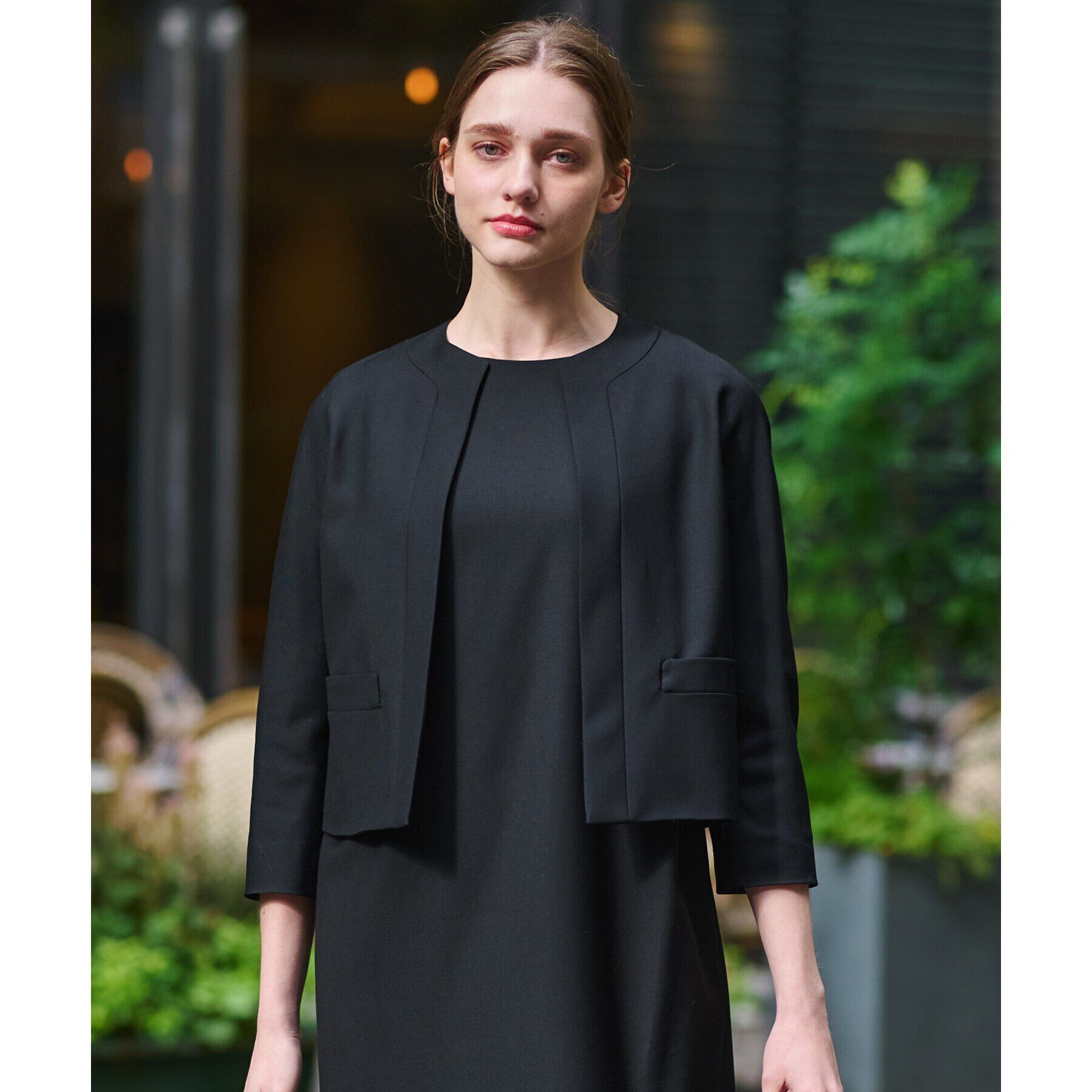 DRESSTERIOR「【セットアップ可】ブラックフォーマルジャケット」|ノーカラージャケット|ブラック(019)