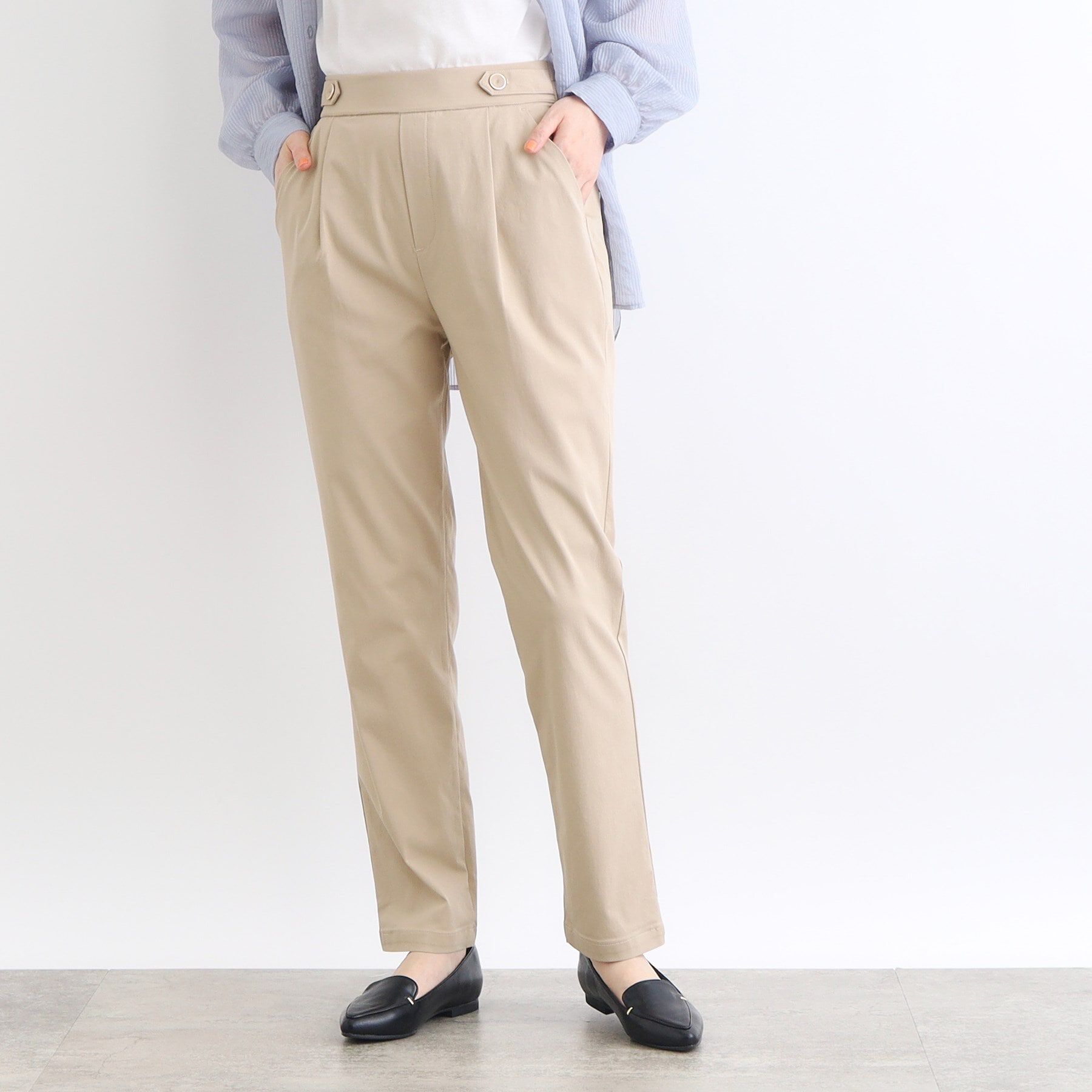 grove「【高身長さん向け＋5cm】＜接触冷感・多サイズ＞サマーハイパーストレッチテーパードパンツ」|その他|ベージュ(052)