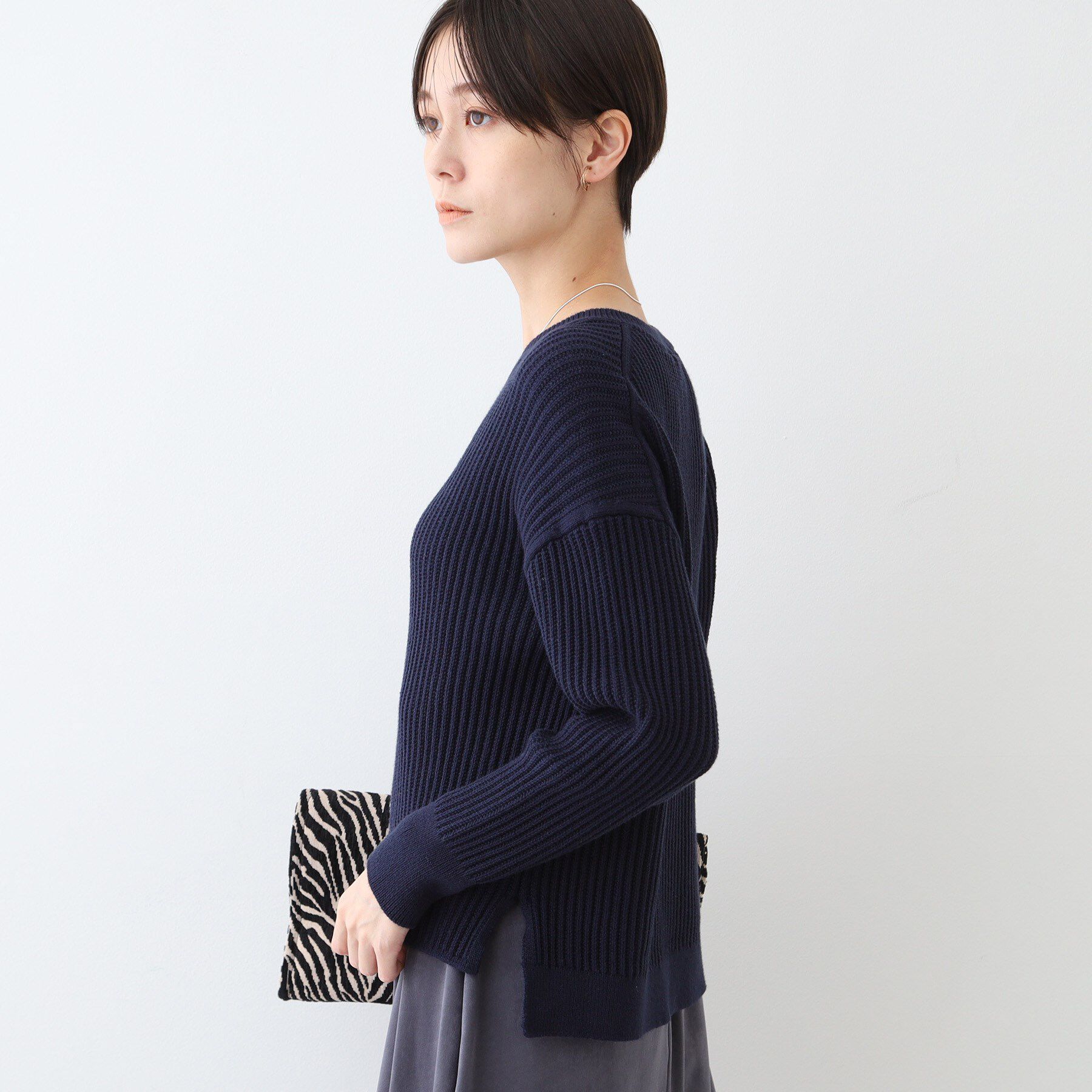 INDIVI「【洗える／コットン混】アシメデザインニット」|ニット・セーター|