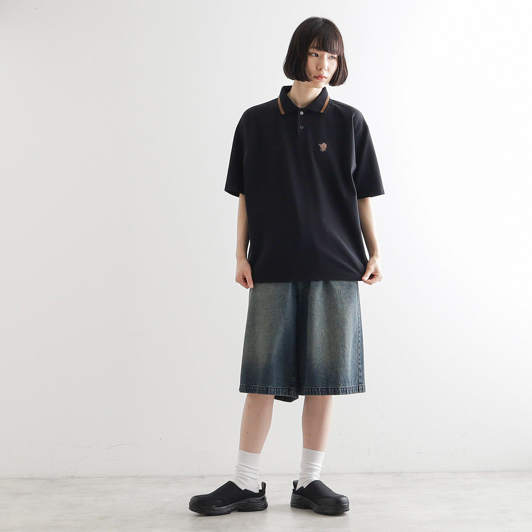 tk.TAKEO KIKUCHI「ハートエンブロ鹿の子ポロシャツ」|ポロシャツ|