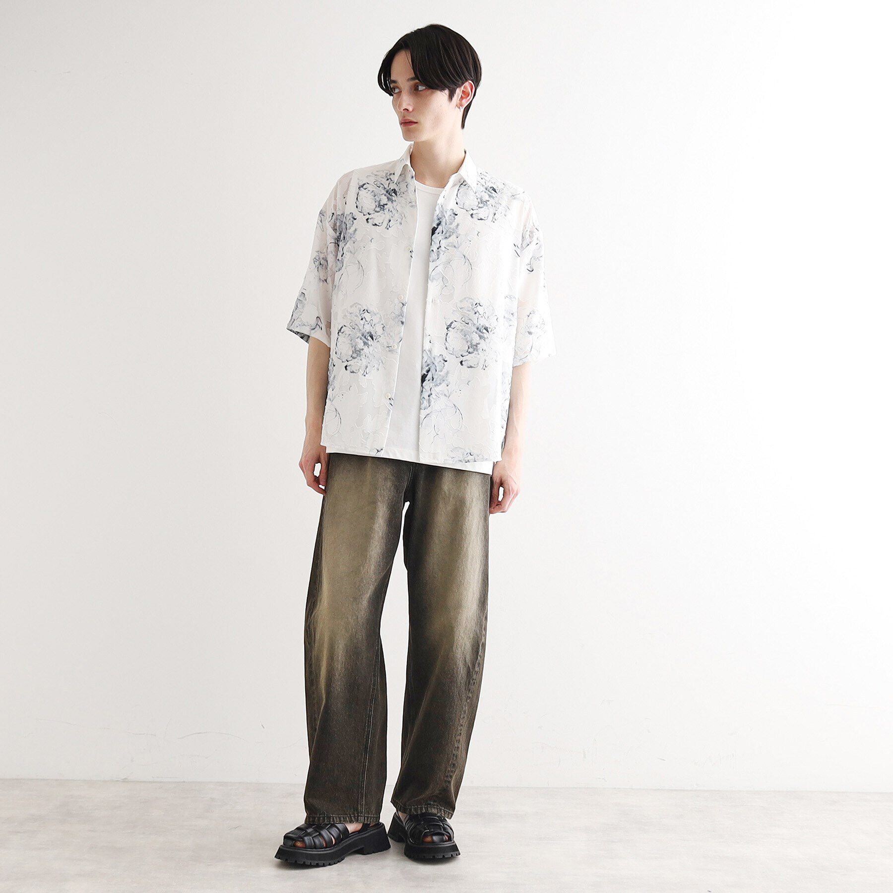 tk.TAKEO KIKUCHI「シアージャカードフラワーシャツ」|シャツ・ブラウス|