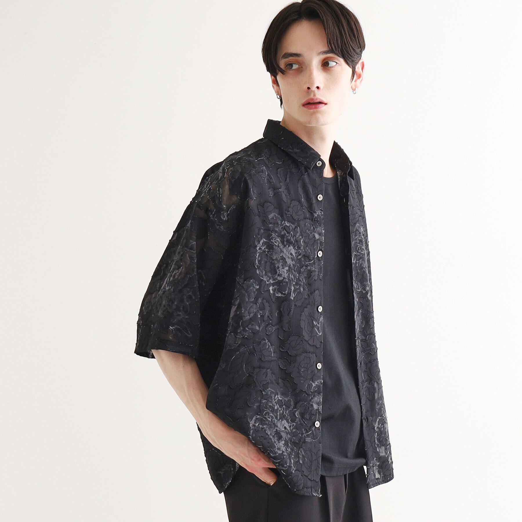 tk.TAKEO KIKUCHI「シアージャカードフラワーシャツ」|シャツ・ブラウス|