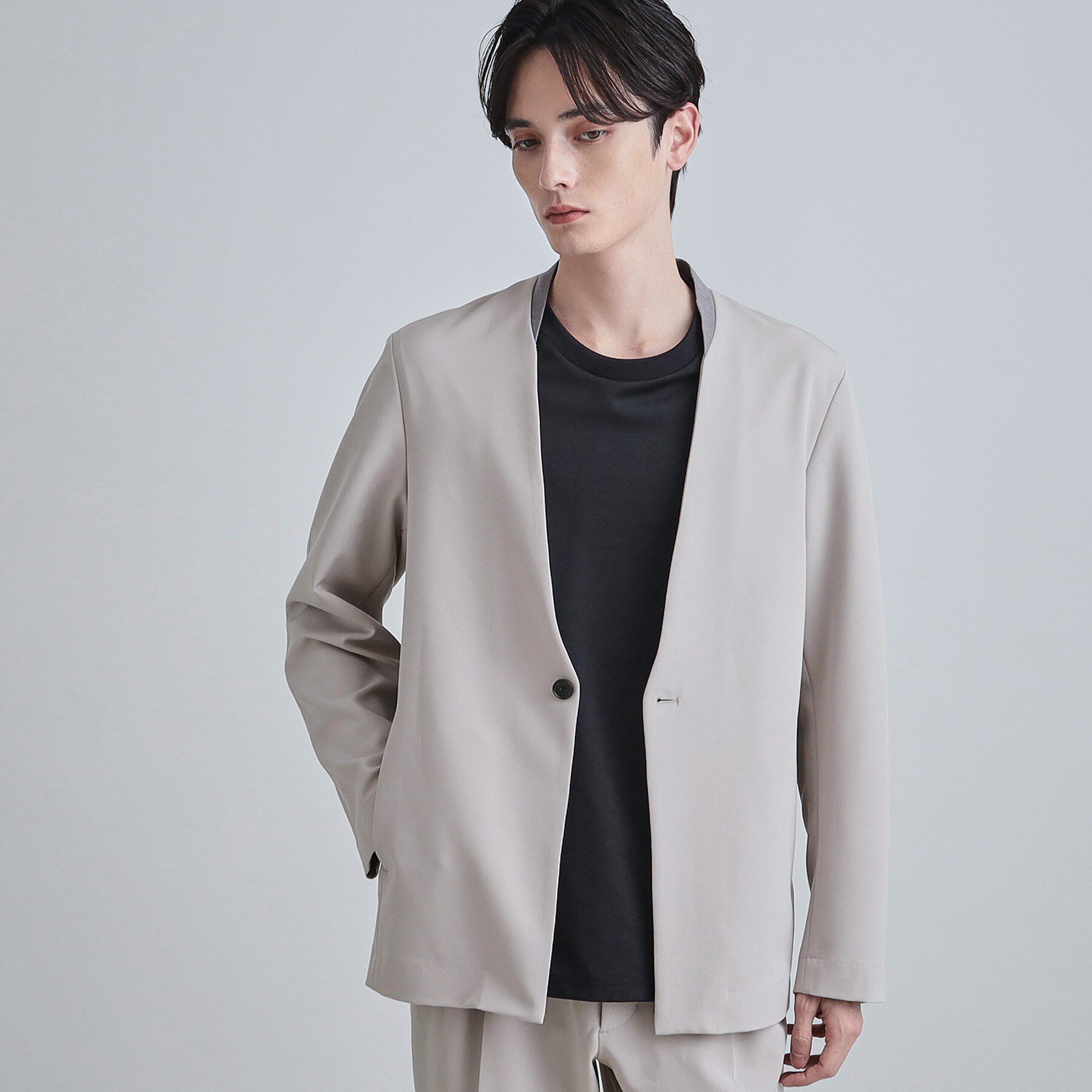 tk.TAKEO KIKUCHI「【セットアップ対応】360度ストレッチノーカラージャケット」|ノーカラージャケット|