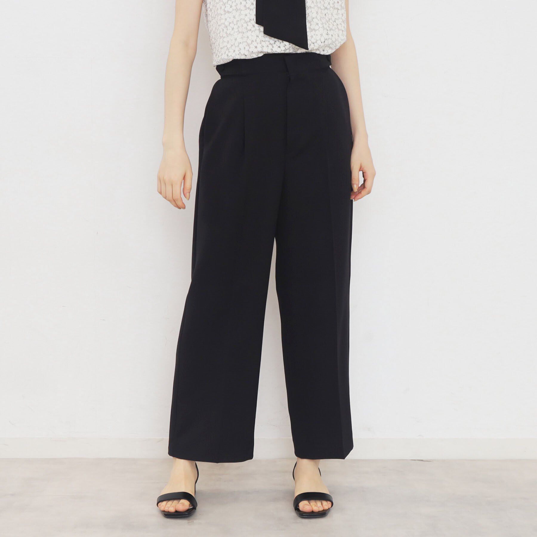 index「≪5color≫ストレッチワイドパンツ【吸水速乾/防シワ/コラーゲン配合/洗濯機洗い可】」|その他|ブラック(819)