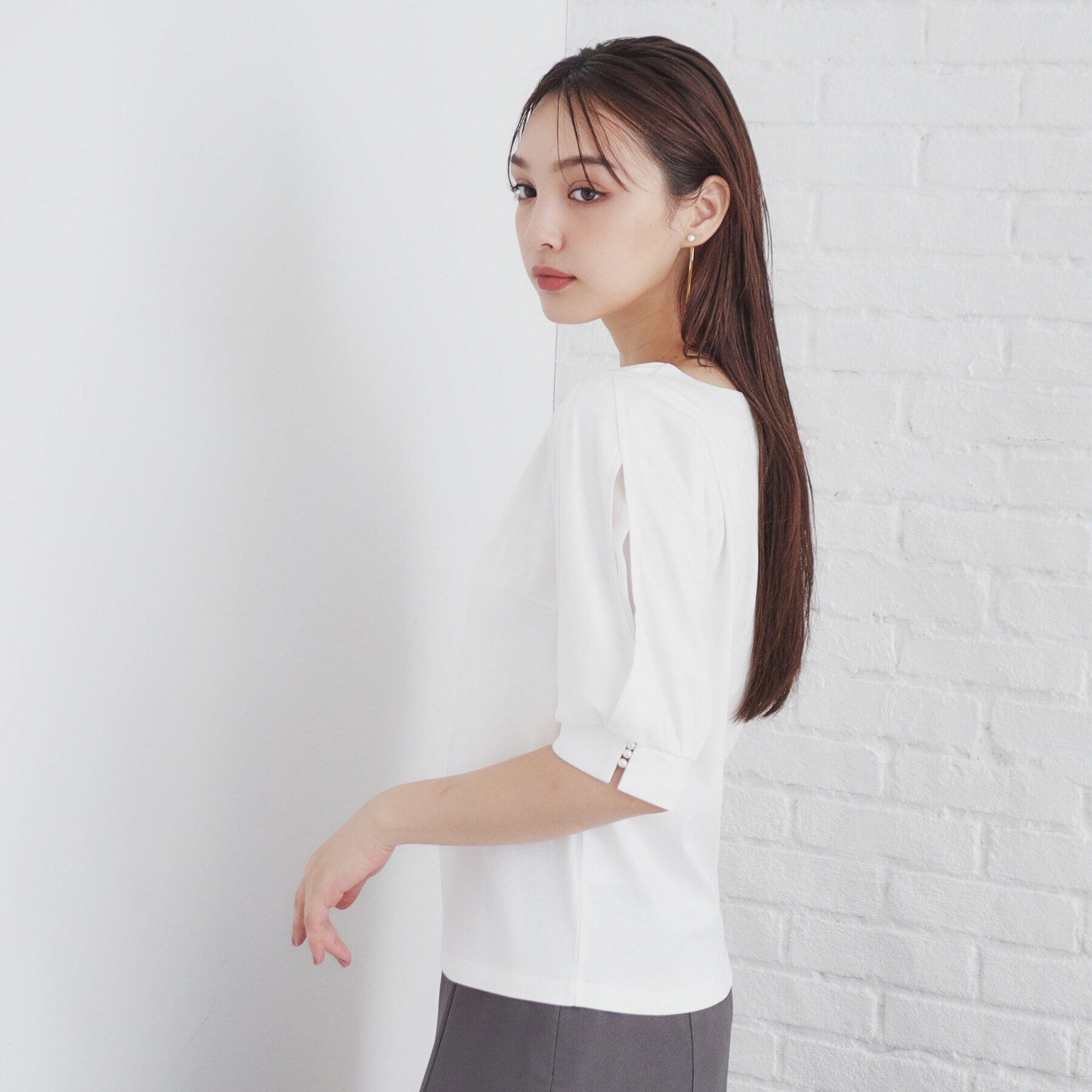 index「クールタッチラップスリーブトップス【洗濯機洗い可/接触冷感】」|Tシャツ・カットソー|