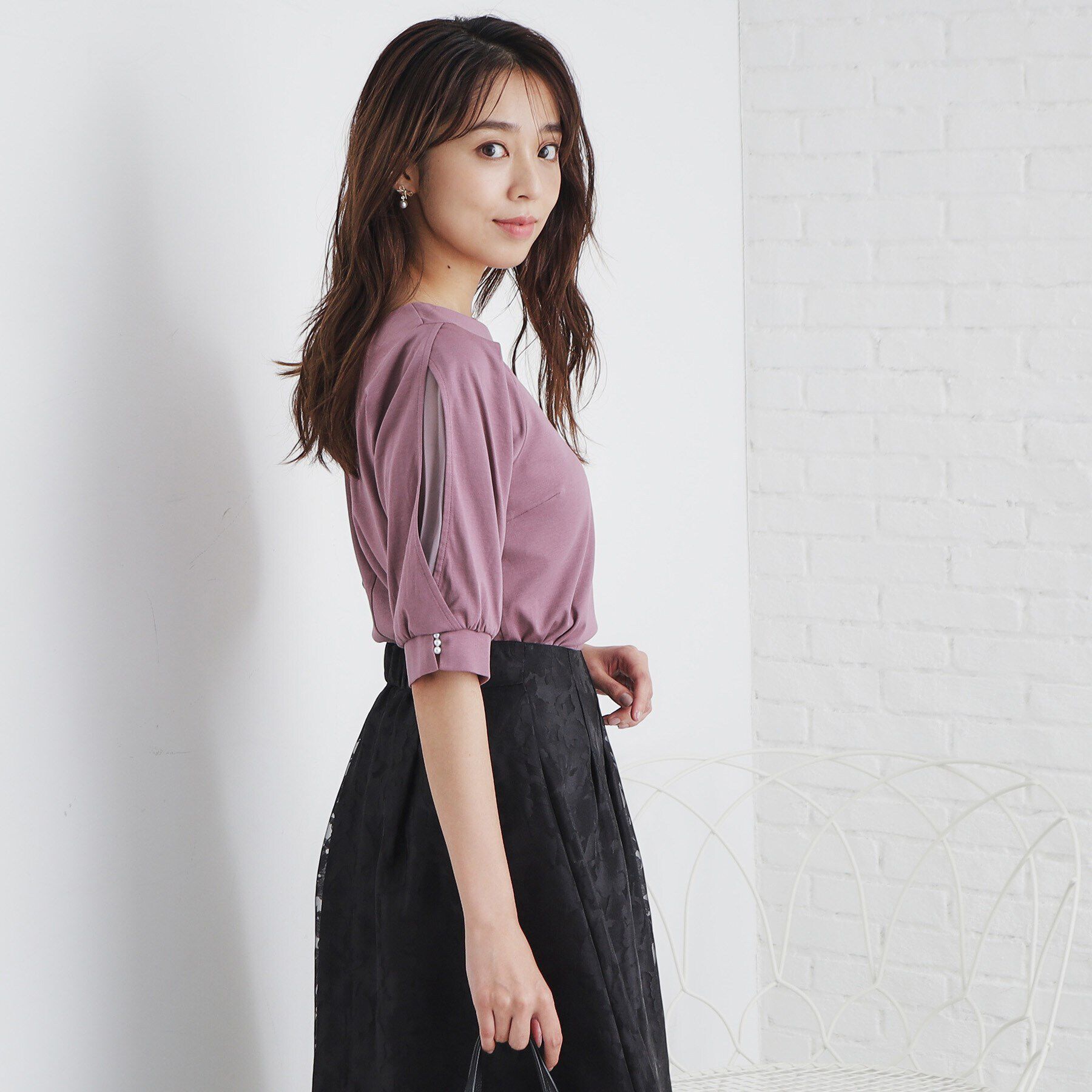 index「クールタッチラップスリーブトップス【洗濯機洗い可/接触冷感】」|Tシャツ・カットソー|