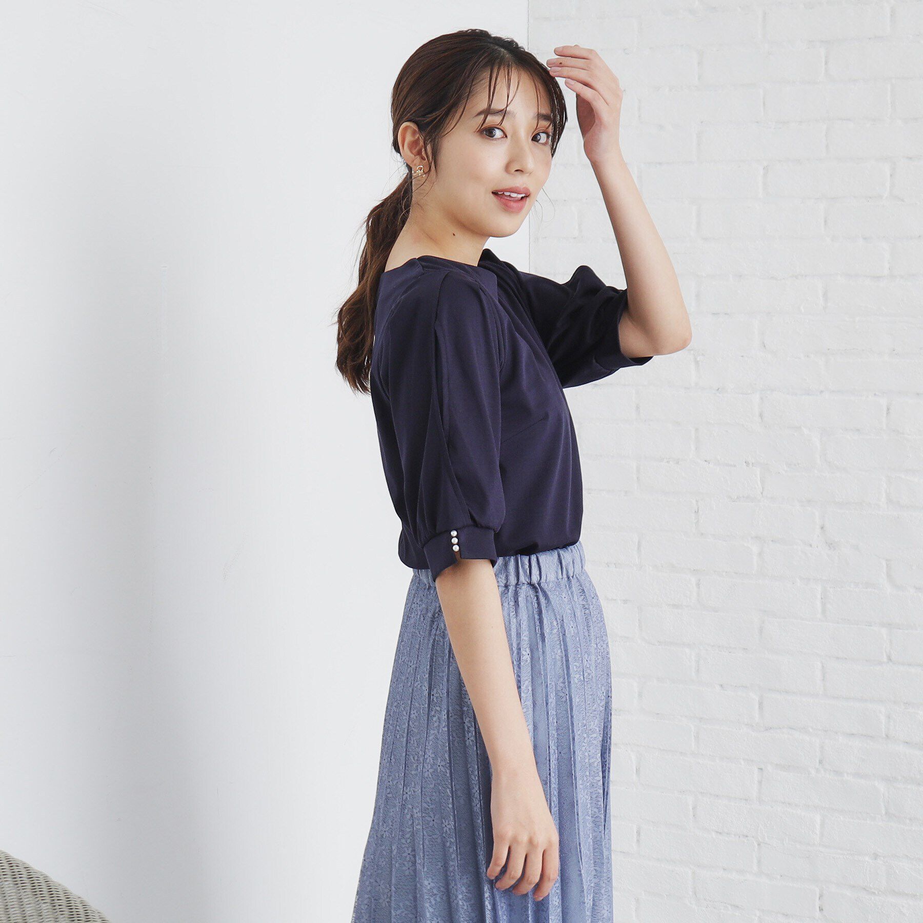 index「クールタッチラップスリーブトップス【洗濯機洗い可/接触冷感】」|Tシャツ・カットソー|