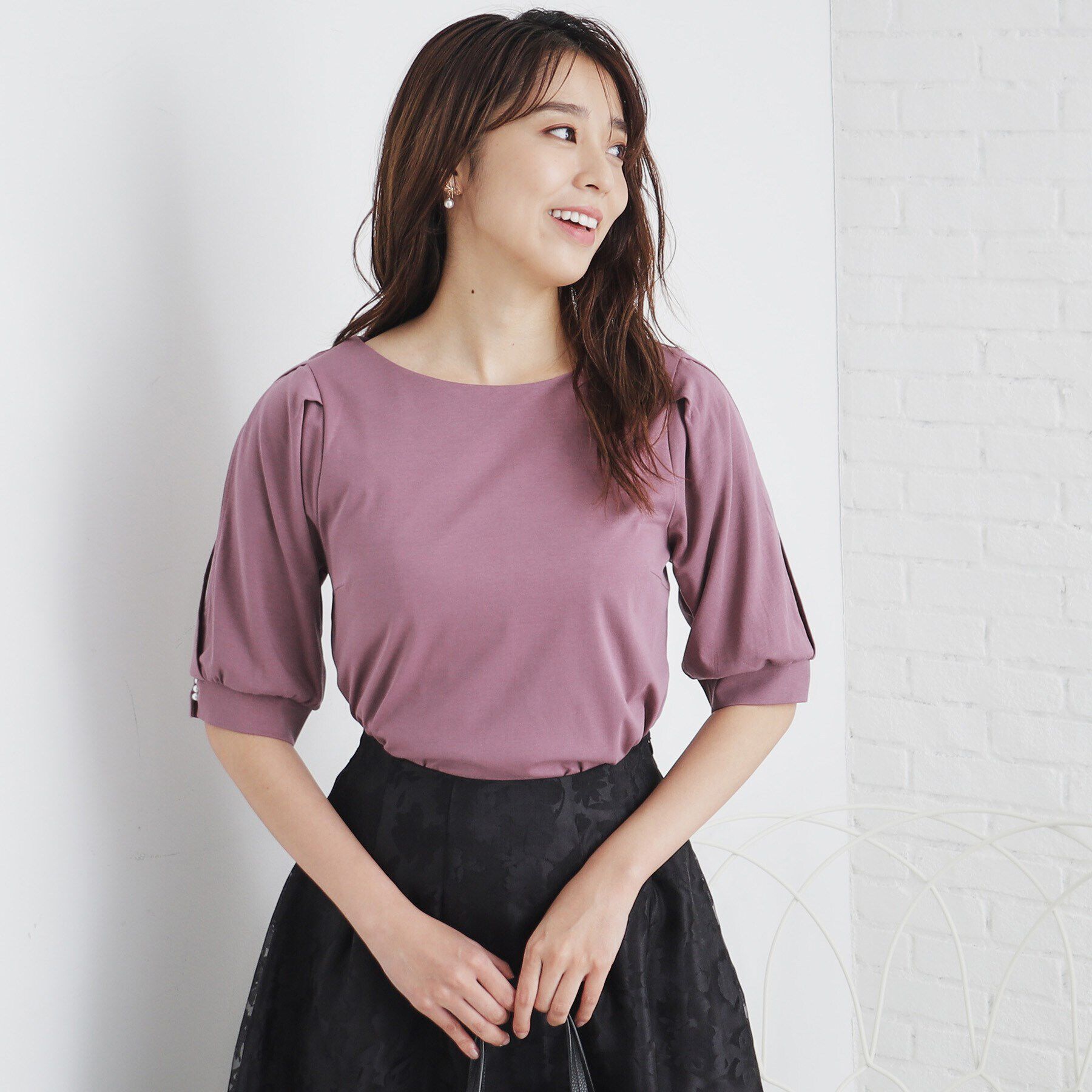 index「クールタッチラップスリーブトップス【洗濯機洗い可/接触冷感】」|Tシャツ・カットソー|パープル(081)